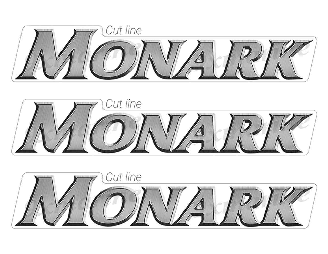 3 MonArk Designer Stickers. Brushed Metal Style - 10" long. Remastered