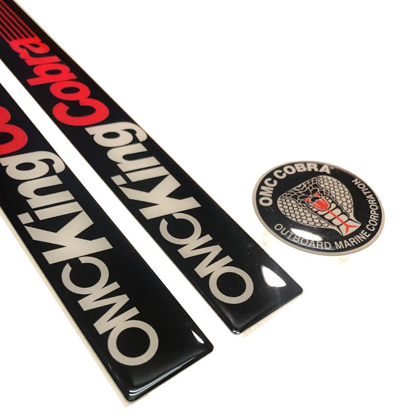Omc King Cobra. Sterndrive Sticker application set for a single