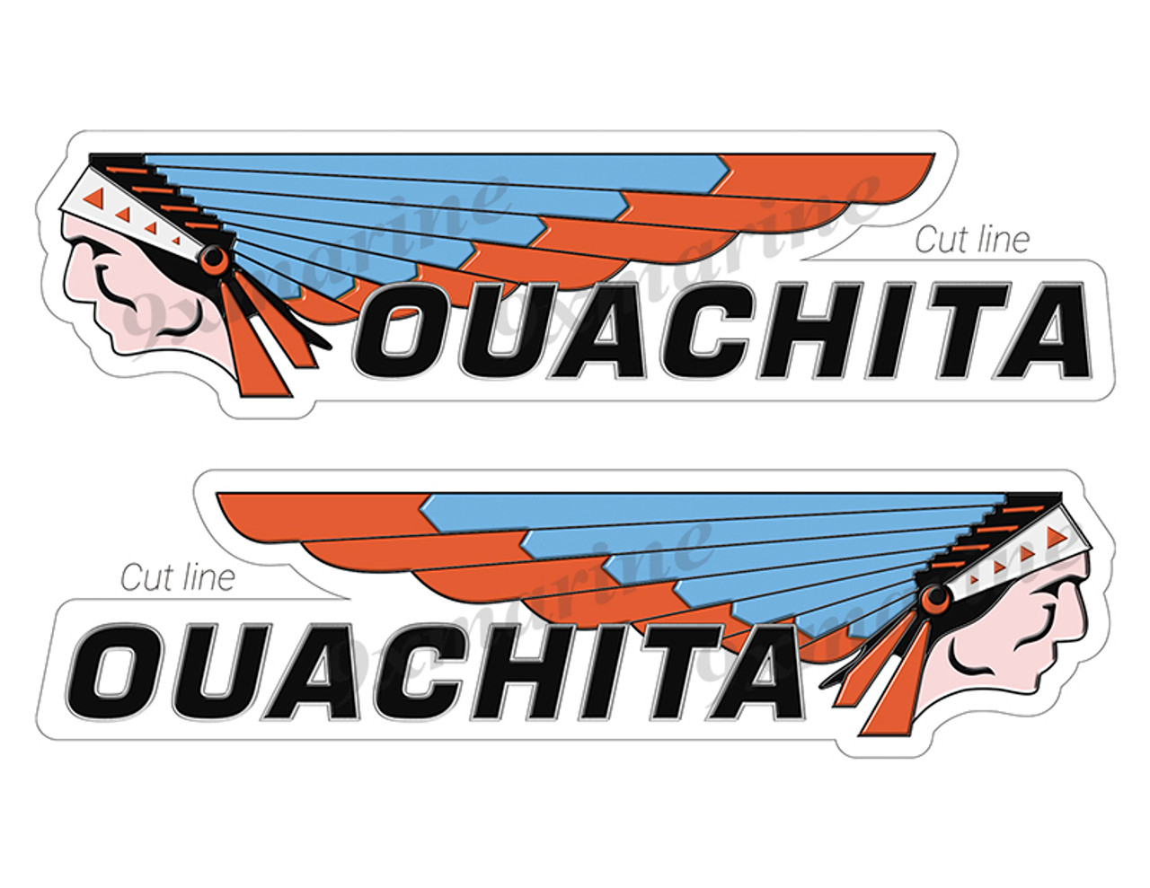 Ouachita 'Indian Head' Boat Stickers "3D Vinyl Replica" of original - 10" long