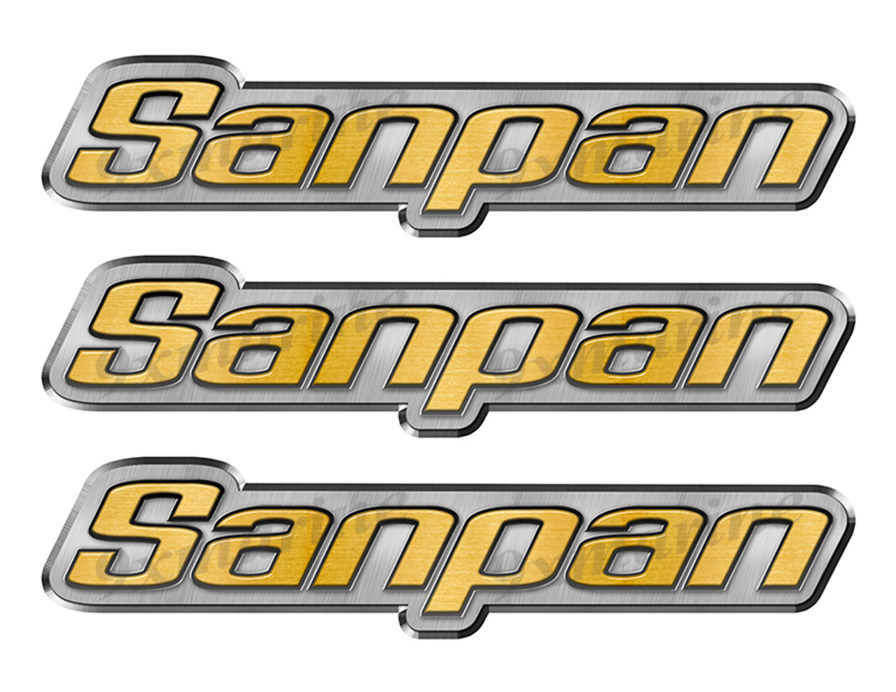 3 Sanpan Boat Stickers "3D Vinyl Replica" of original - 10" long