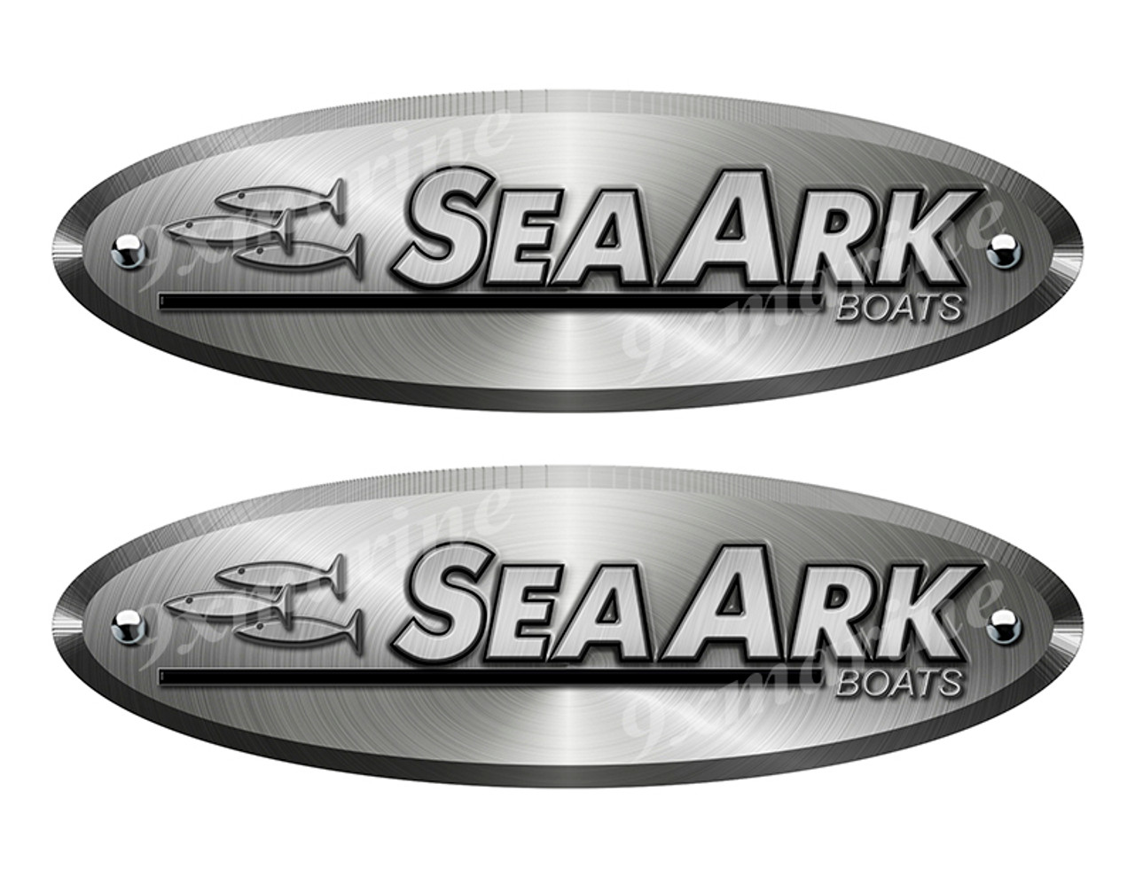 2 Sea Ark Oval Remastered Stickers. Brushed Metal Style - 10" long