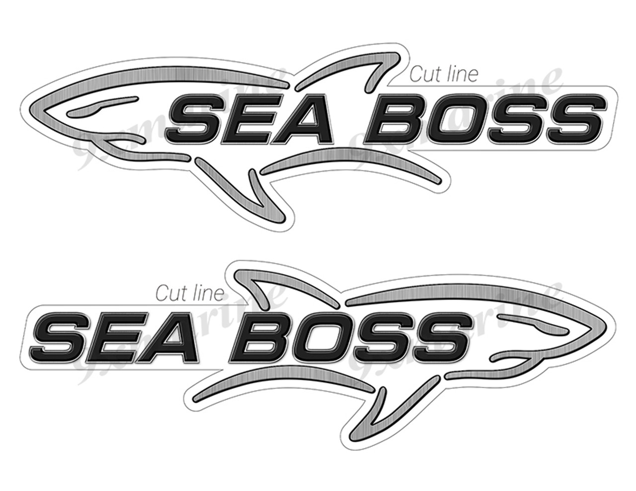 2 Sea Boss Boat Stickers "3D Vinyl Replica" of original - 10" long