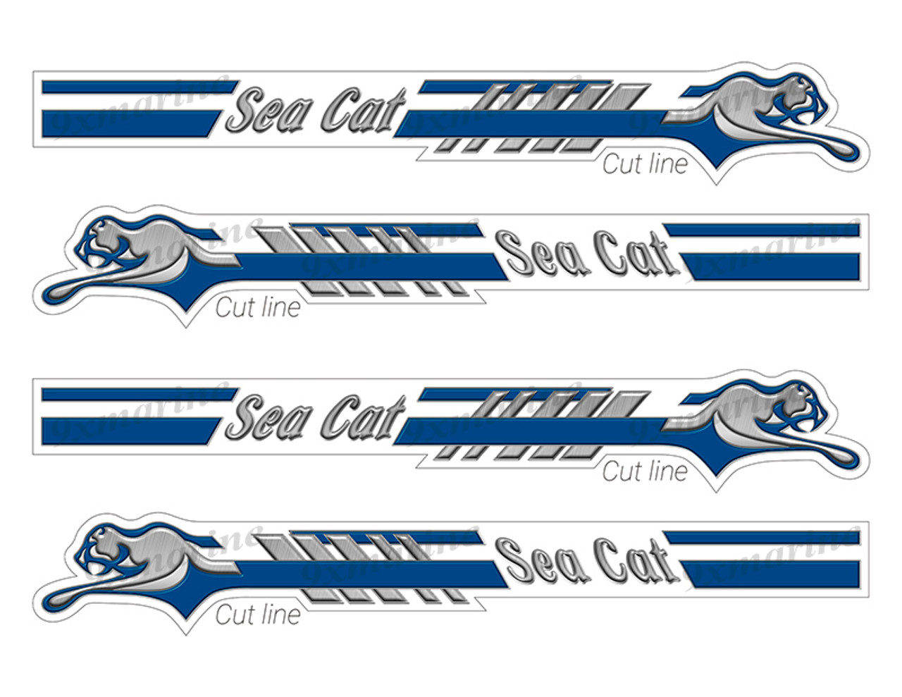 4 Sea Cat Boat Stickers "3D Vinyl Replica" of original - 10" long