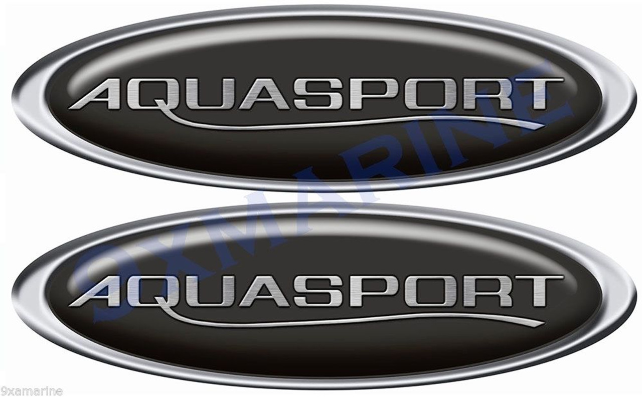 Two Aqua Sport Boat Oval Classic Stickers 10"x3.5 each