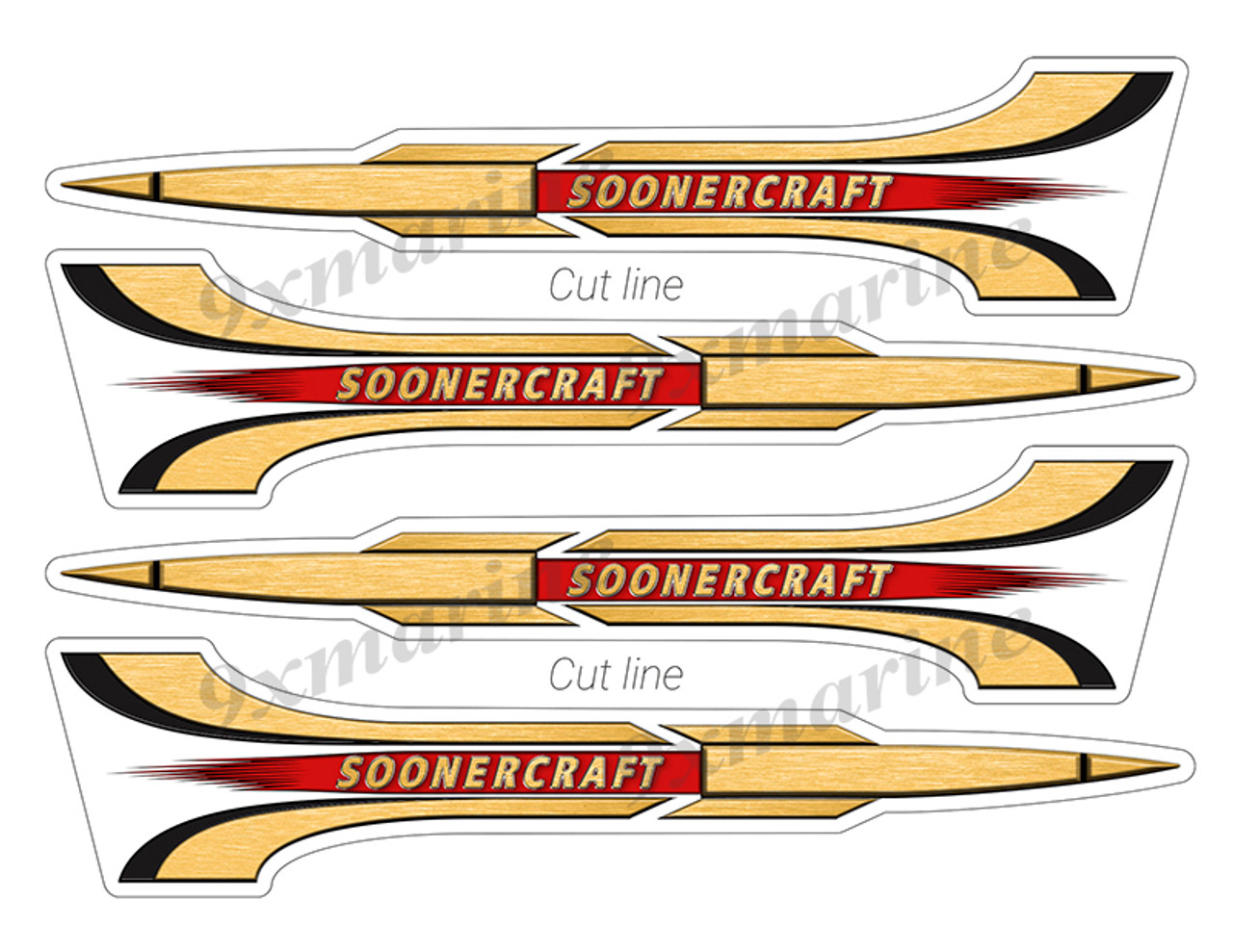 4 Soonercraft Boat Stickers "3D Vinyl Replica" of original