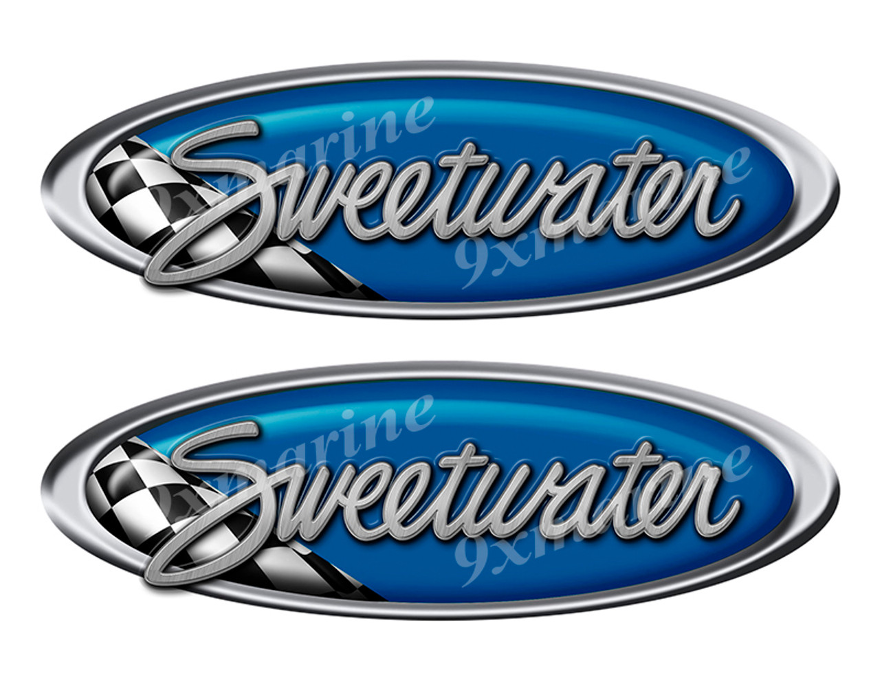 2 Sweetwater Vinyl Racing Oval Stickers - 10" long