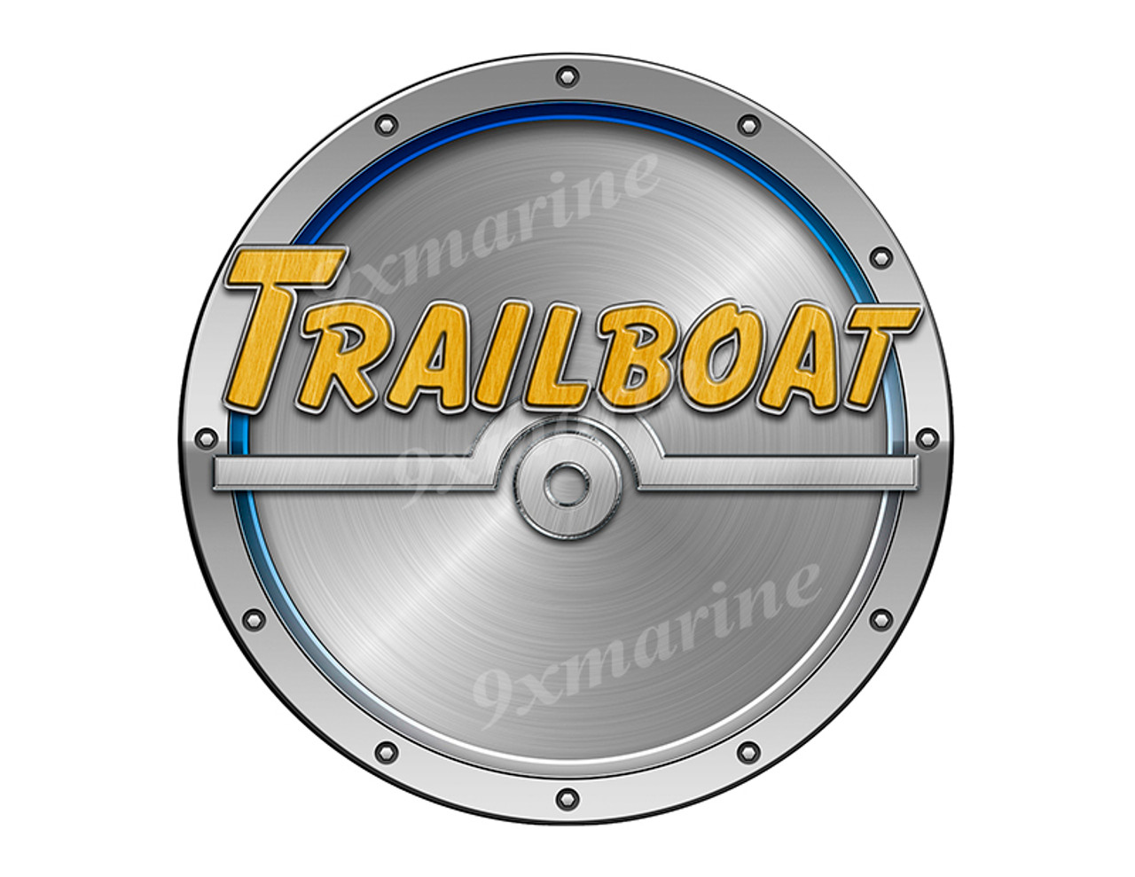 Trail Boat Sticker. Brushed Metal Style - 7.5" diameter