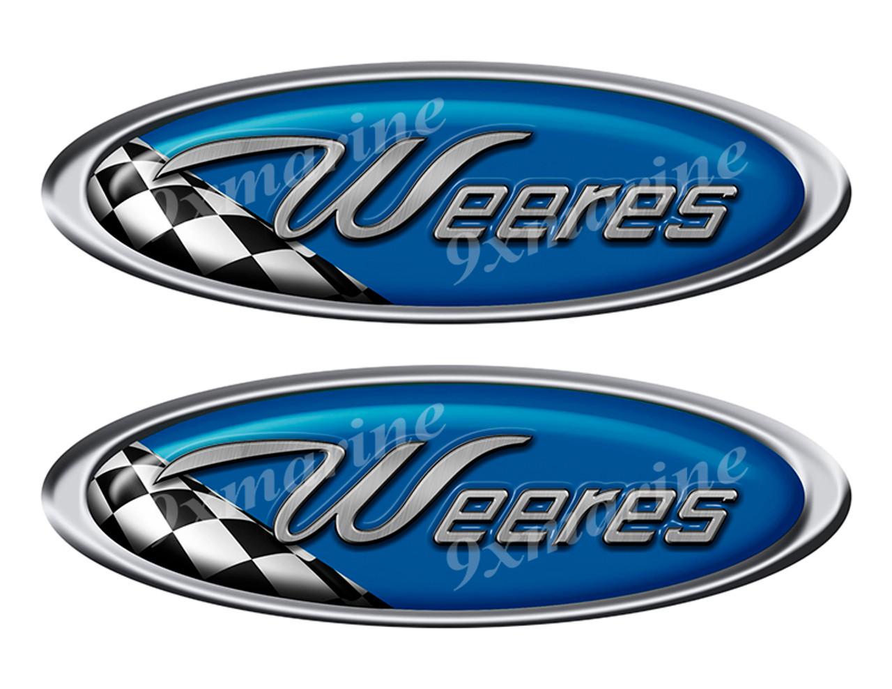 Two Weeres Vinyl Racing Oval Stickers - 10" long each