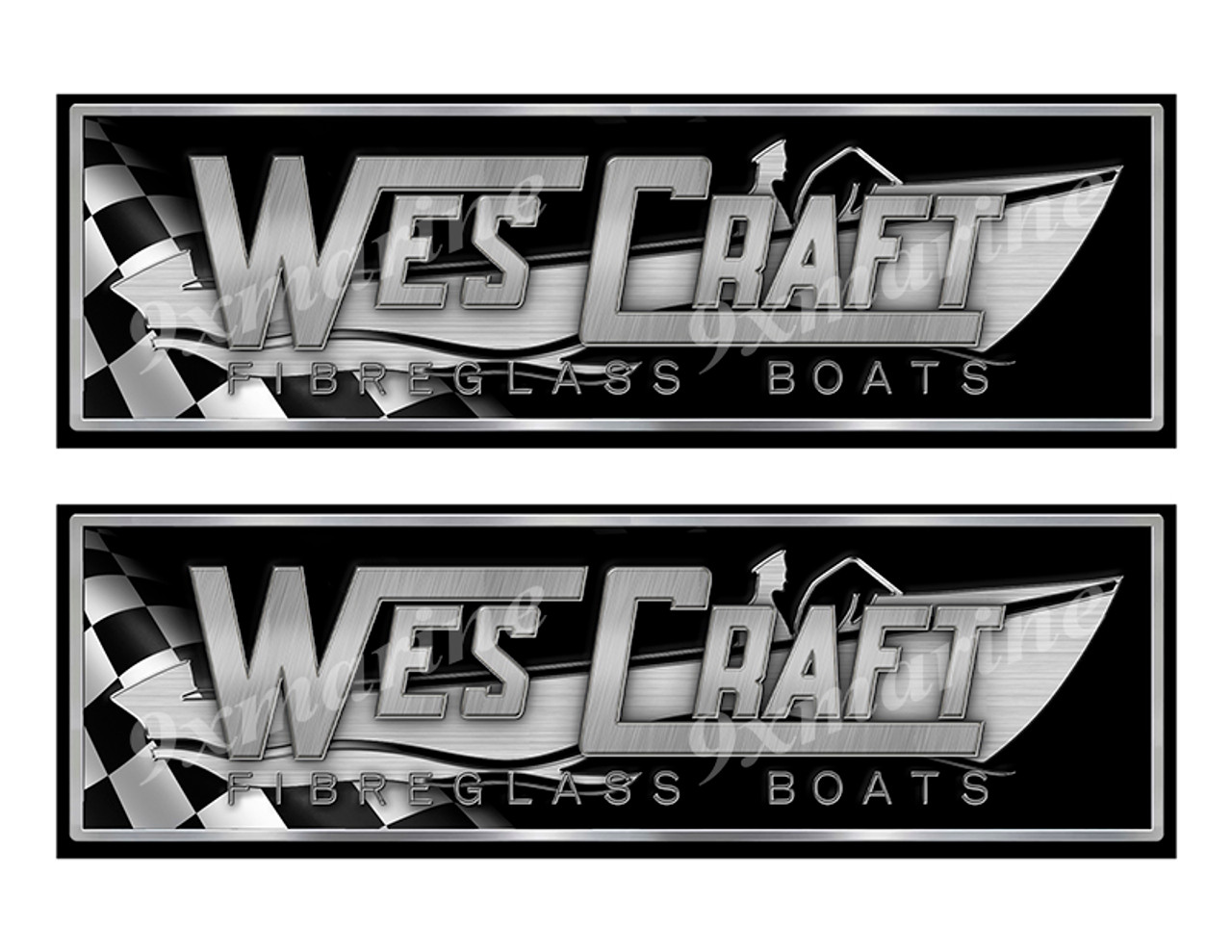 2 WesCraft Boat Classic Racing 10" long Stickers