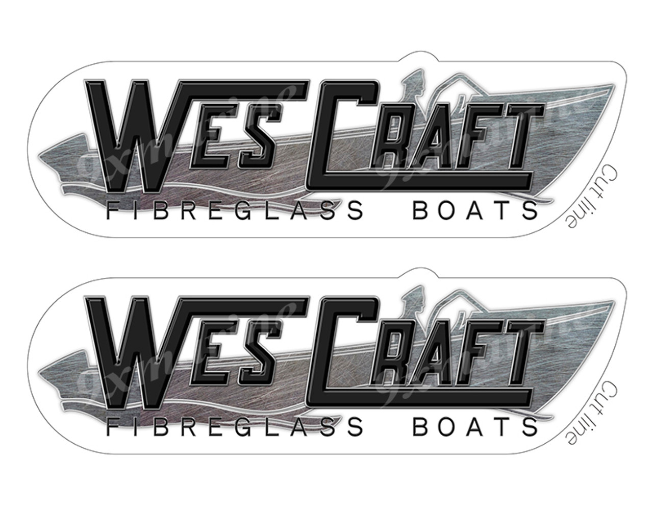 2 WesCraft Boat Stickers "3D Vinyl Replica" of original