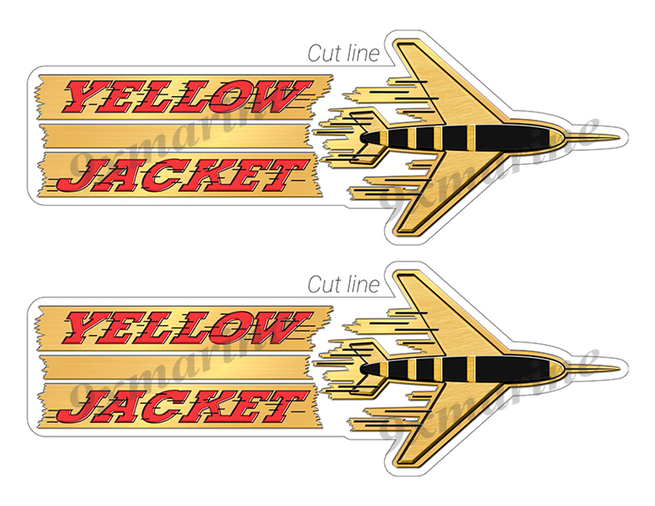 2 Yellow Jacket Boat Stickers "3D Vinyl Replica" of original