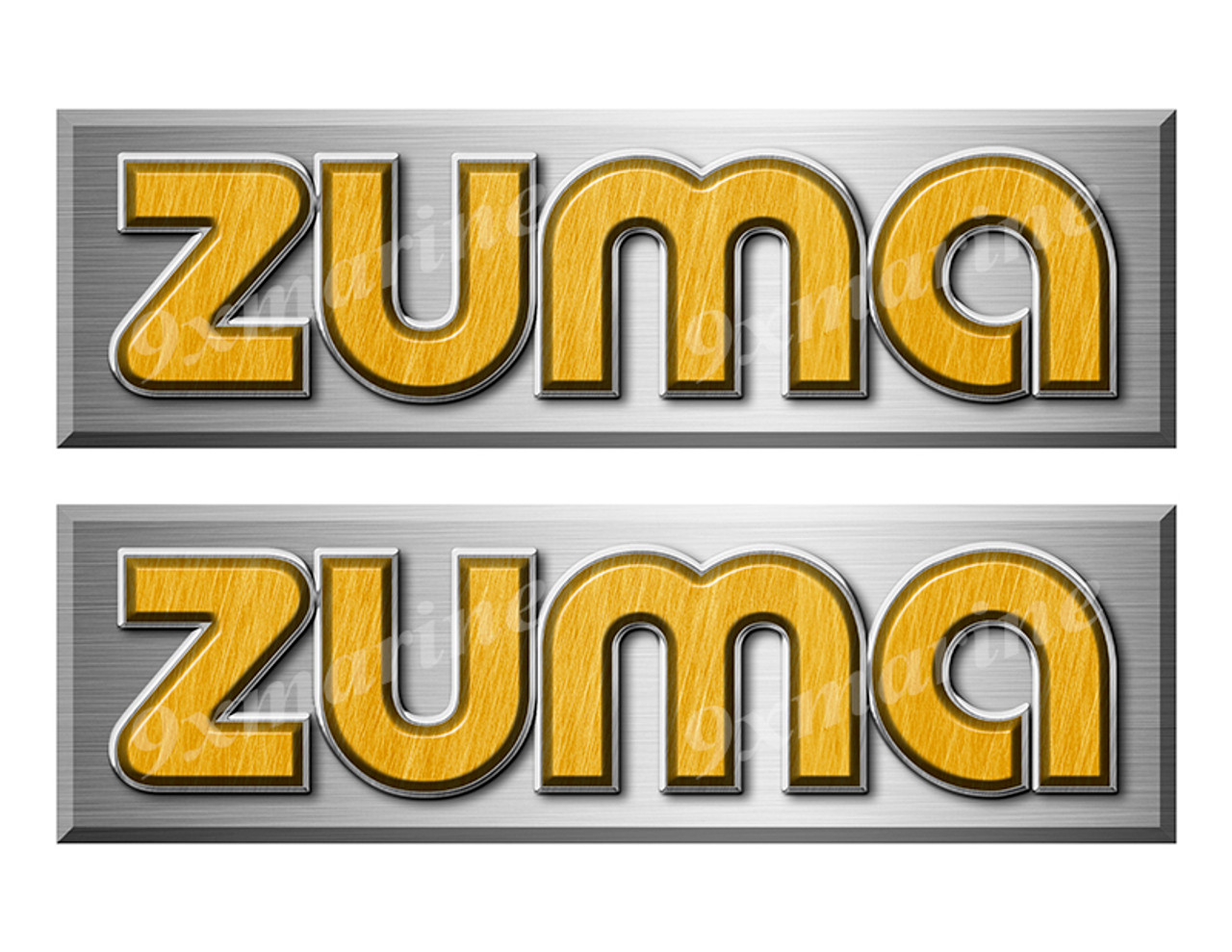 Zuma Remastered Stickers. Brushed Metal Style - 10" long