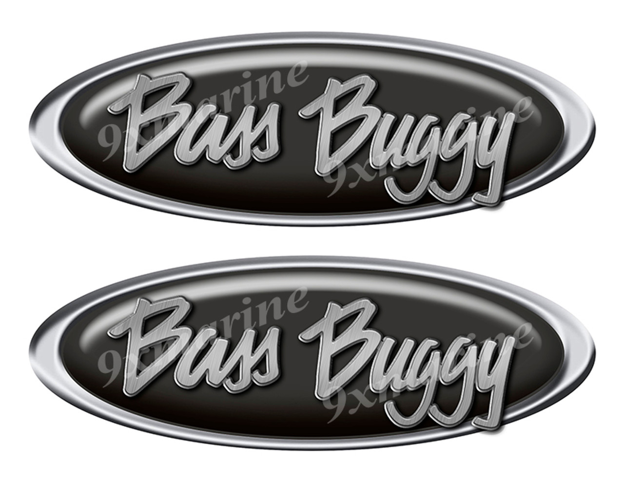 Two Bass Buggy Classic Oval Stickers 10" long