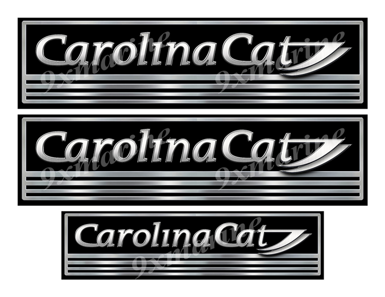 3 Carolina Cat Boat Classic Stickers. Remastered Name Plate