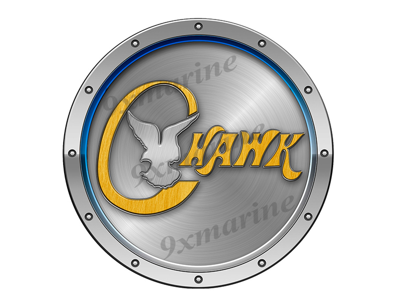 C-Hawk Boat Sticker. Brushed Metal Style - 7.5" diameter