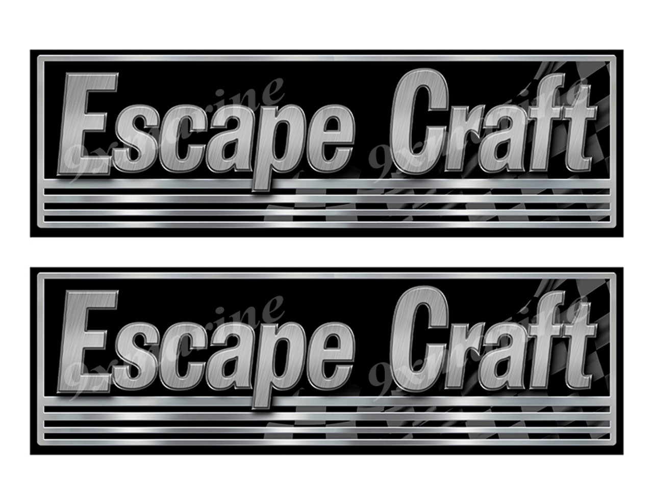 2 Escape Craft Boat Classic Stickers. Remastered Name Plate