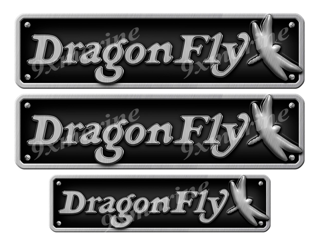 DragonFly Yacht Imitation Name Plate Sticker set. 10" and 7.5" long 