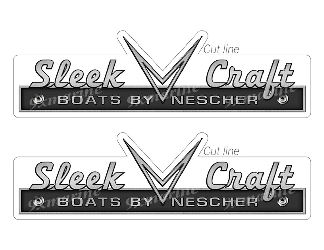Two SleekCraft Stickers - 10" long set. Replica Name Plate in Vinyl