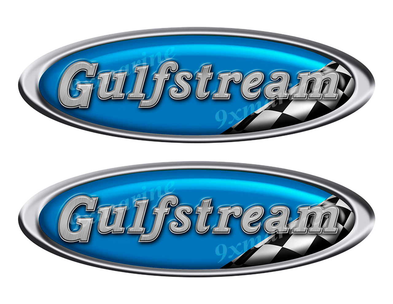 Two Gulfstream Vinyl Racing Oval Stickers - 10" long each