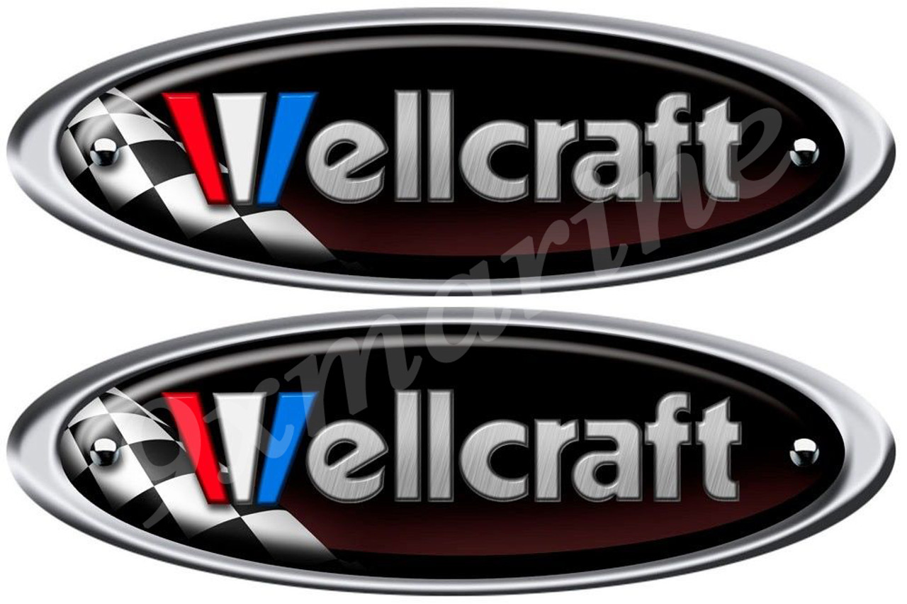  Two Wellcraft Boat Remastered Oval Sticker 16" Diecut