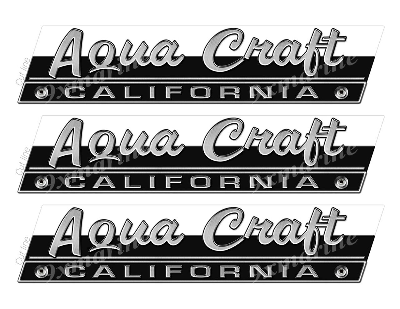 3 Aqua Craft Boat Stickers "3D Vinyl Replica" of original