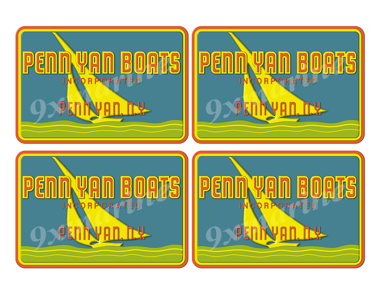 Penn Yan Boat Vintage Name Plates Remaster​d Stickers