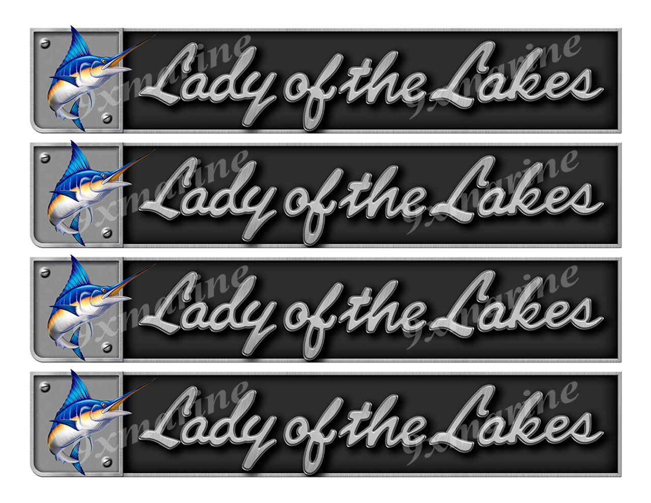 Lady Of The Lakes Sticker set - 10"x1.75". Remastered Name Plate