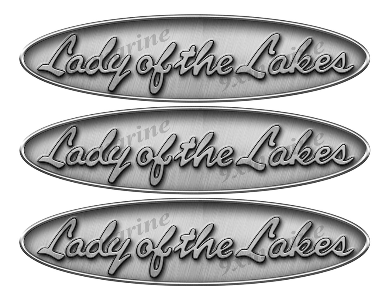 Lady Of The Lakes Remastered Stickers. Brushed Metal Style - 10" long