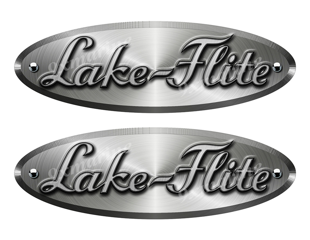 Lake Flit Remastered Stickers. Brushed Metal Style - 10" long
