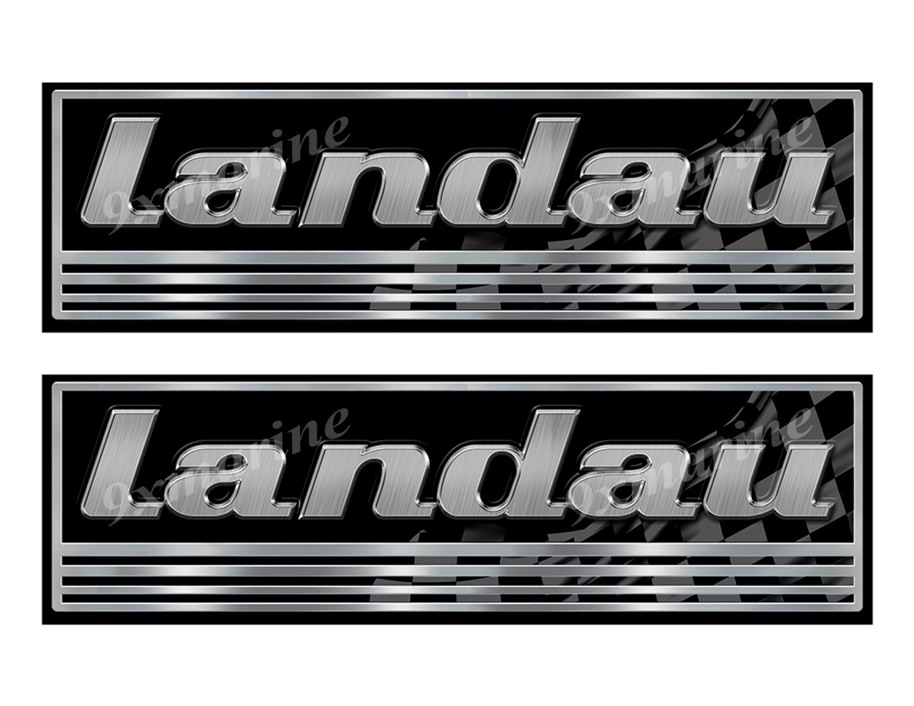 2 Landau Boat Classic Stickers. Remastered Name Plate