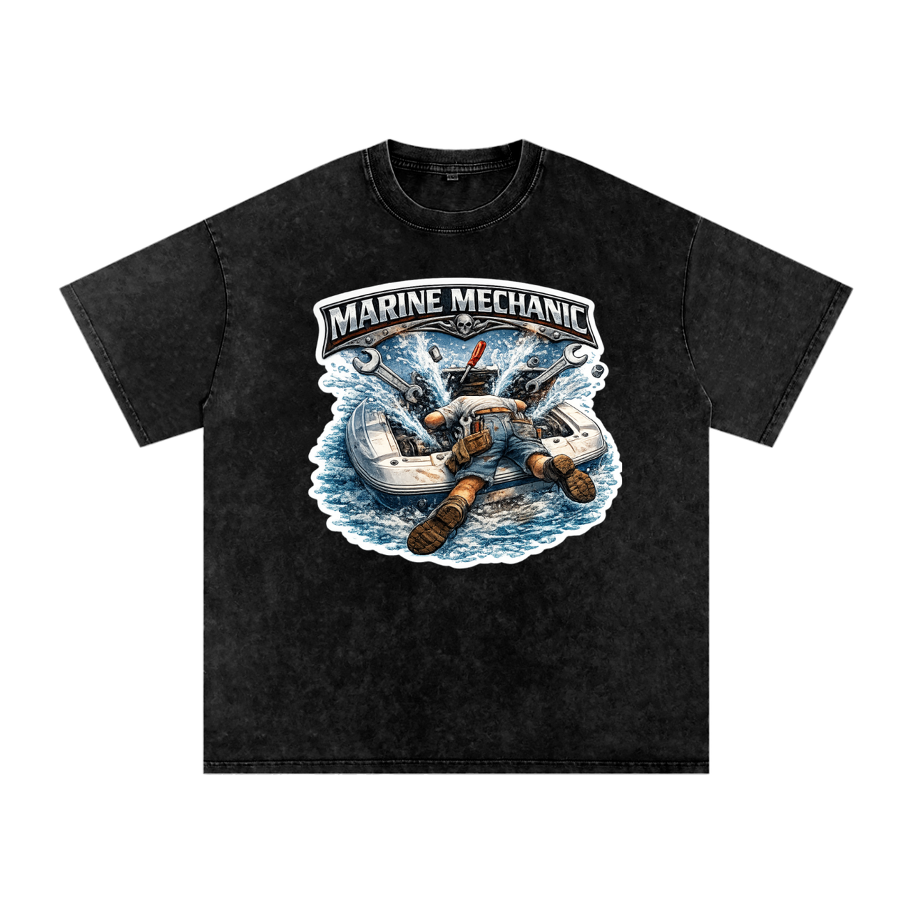 Snow Washed Oversized Cotton T-Shirt #260326PODPQ0049