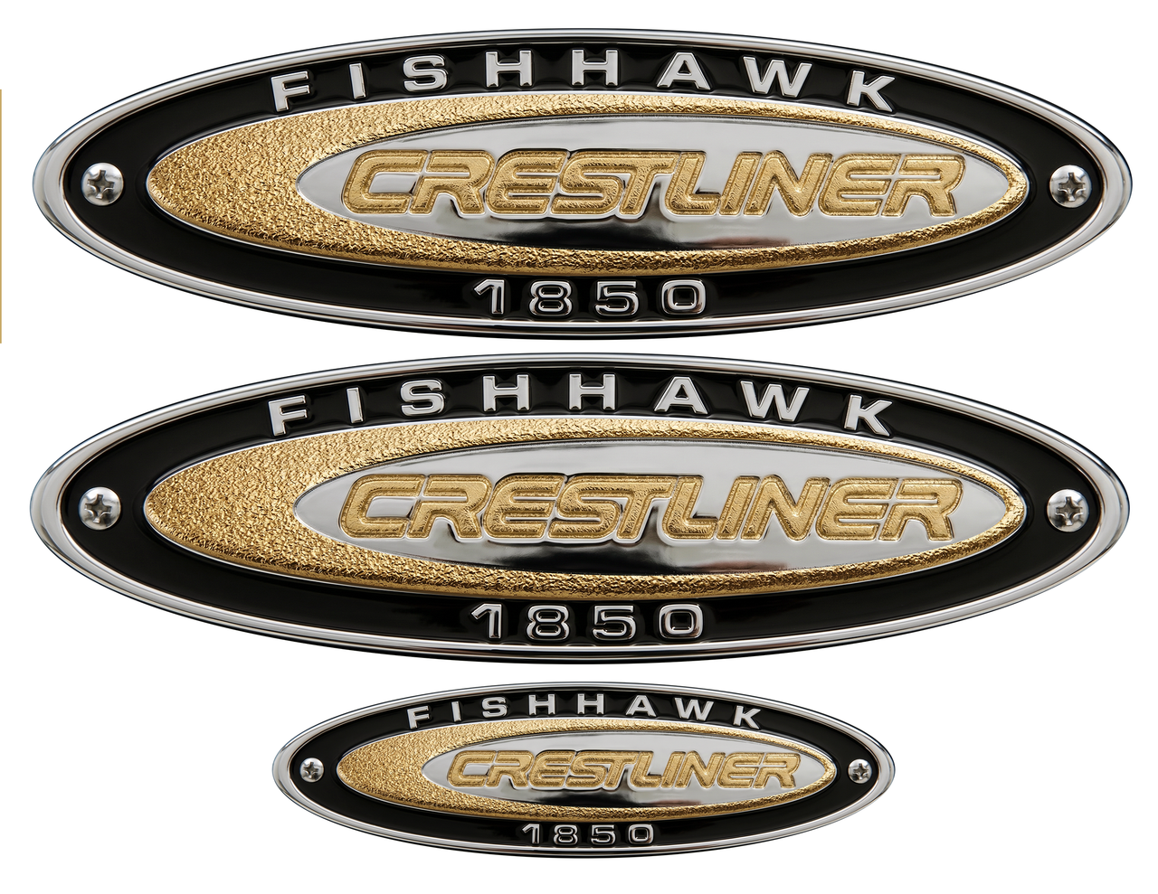 Three Crestliner  Fishhawk Oval Sticker set - Name Plate