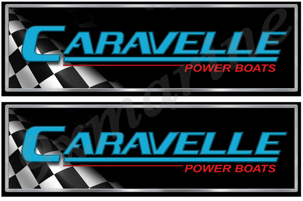 Two Caravelle Long Black Classic Stickers 10" Long