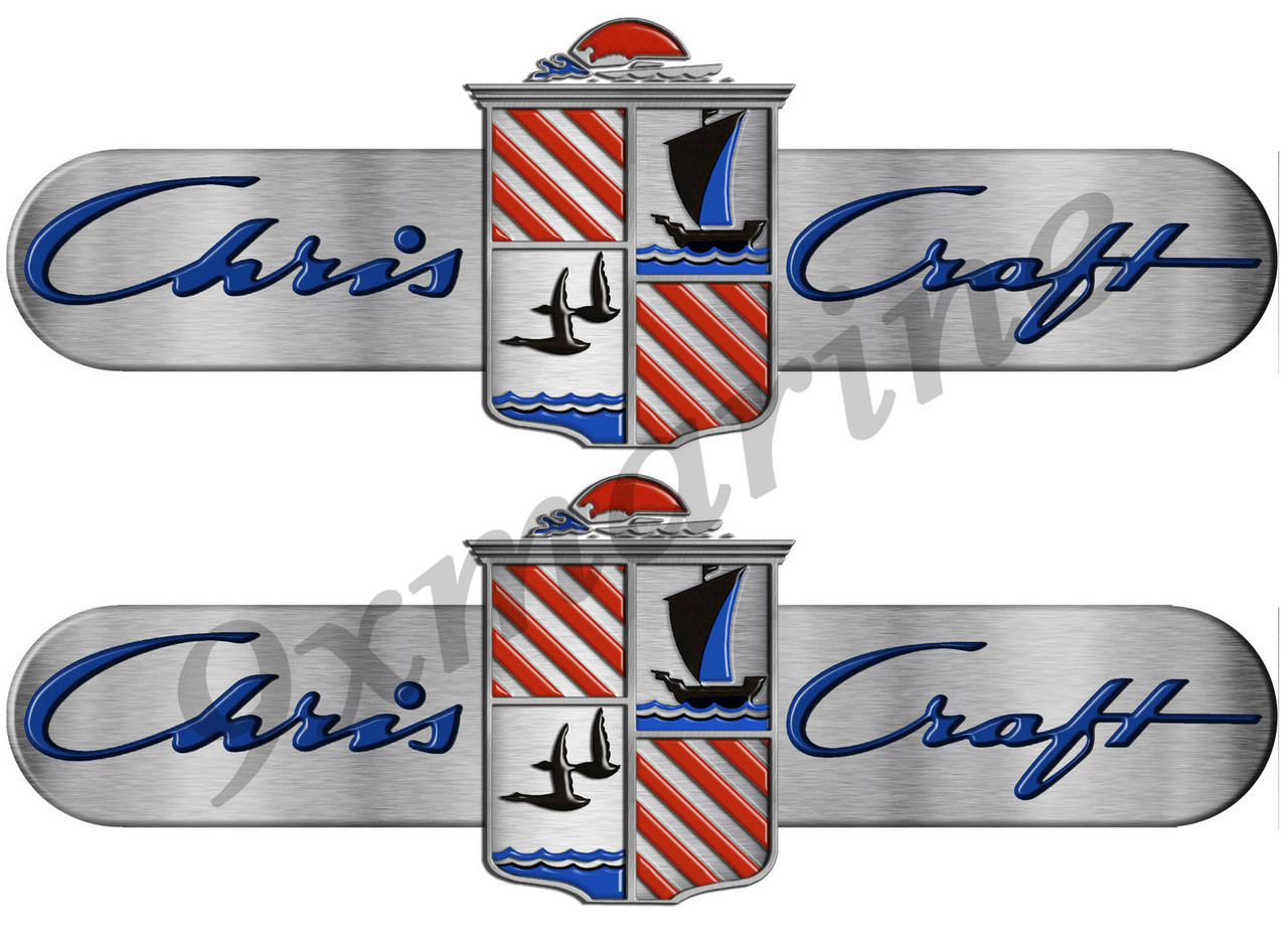 Chris Craft Custom Stickers Brushed Metal Look 16" long. Die-cut