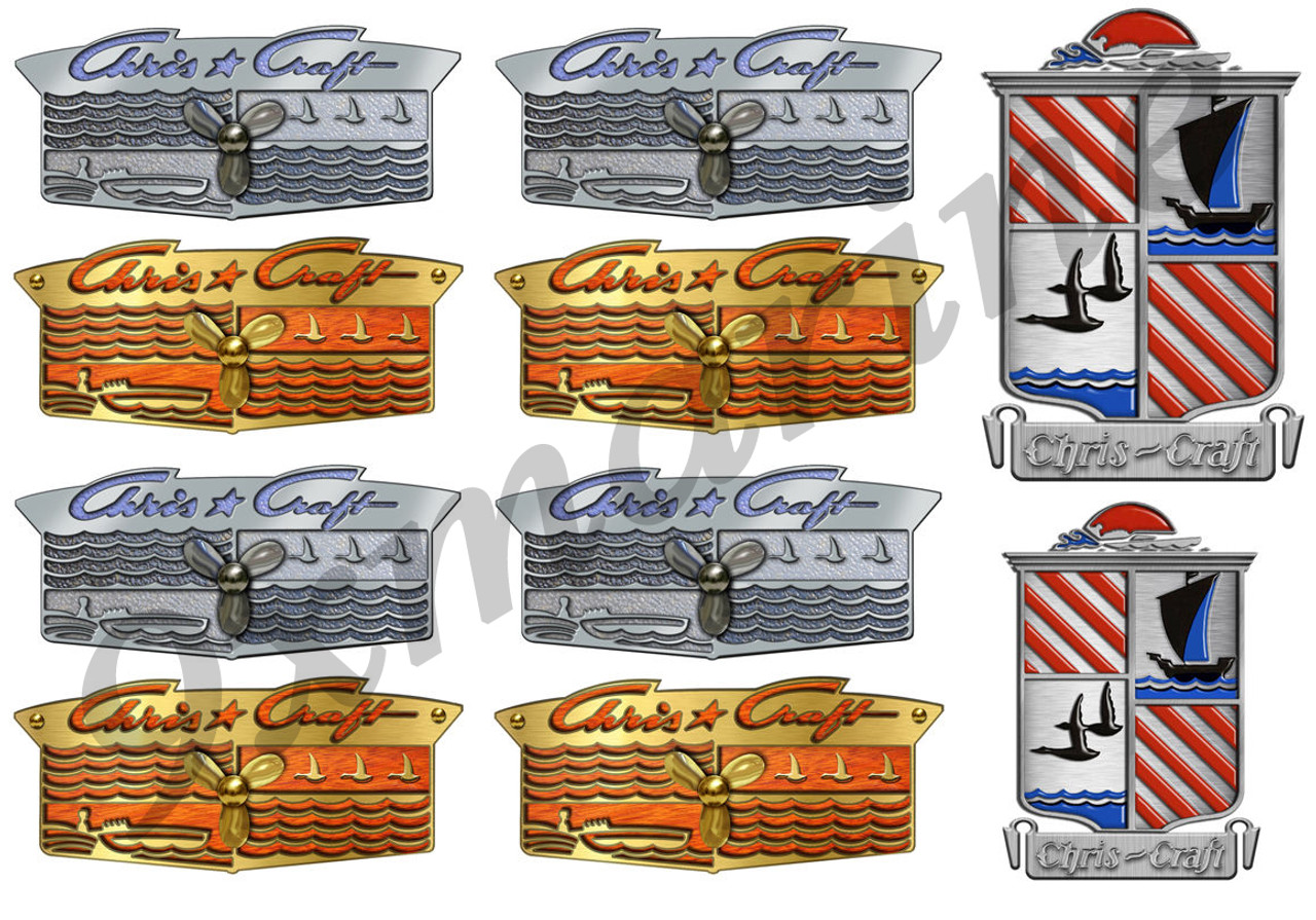  Chris Craft Vintage Crest Sticker Set - Remastered