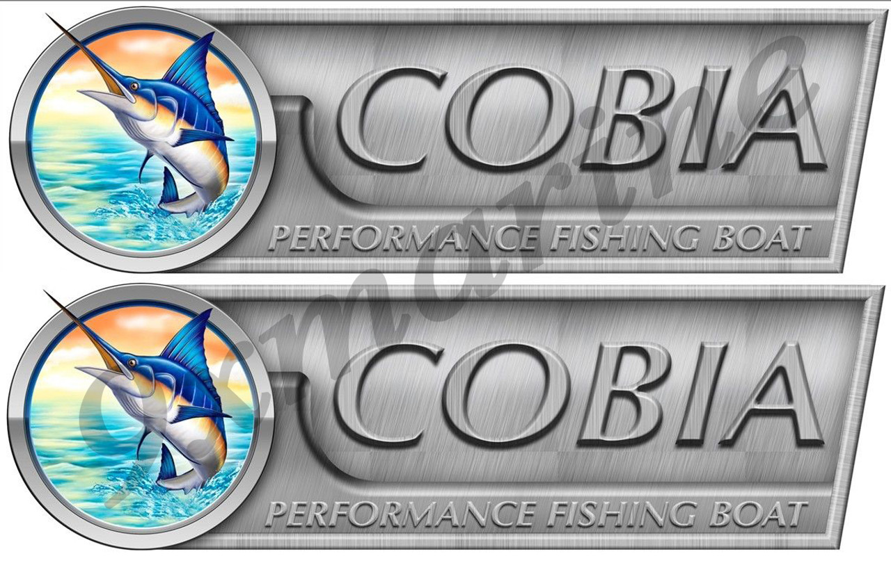 Two Cobia Retro Stickers - 10 inch long set. Marlin Type