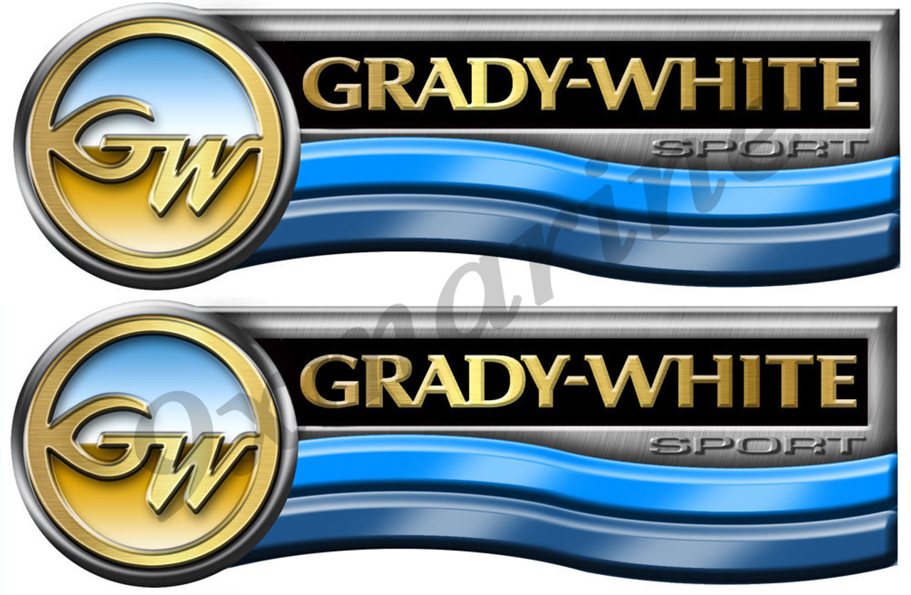 Grady White Custom Stickers - 10 inch long set. Remastered