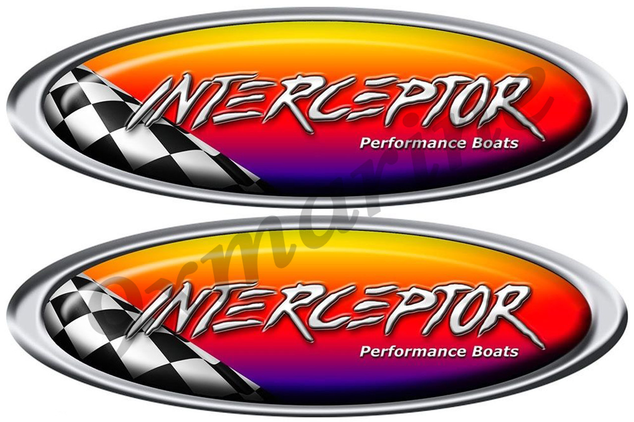 Two Interceptor Racing Oval Stickers
