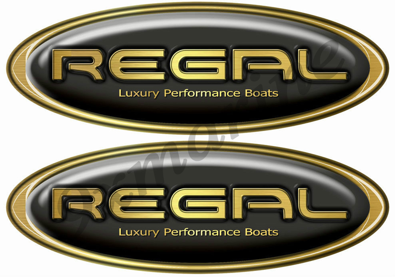 Two Regal Boat Oval Black Classic Sticker Set