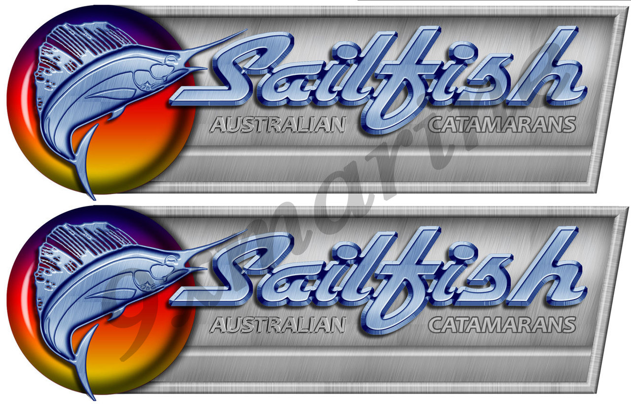 Two Sailfish Designer stickers for boat restoration. 10 inch long each