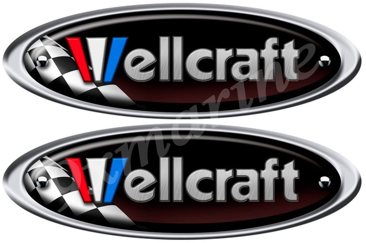 Two Wellcraft Boat Remastered Oval Sticker for Restoration Project