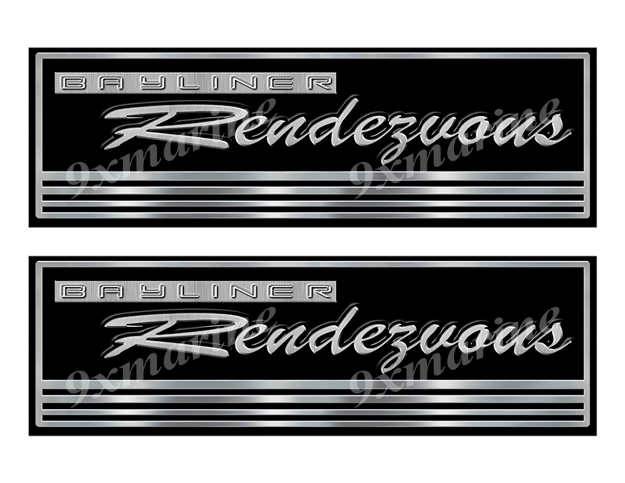 Bayliner Rendezvous Custom Stickers - 10 inch long set. Remastered Name Plate