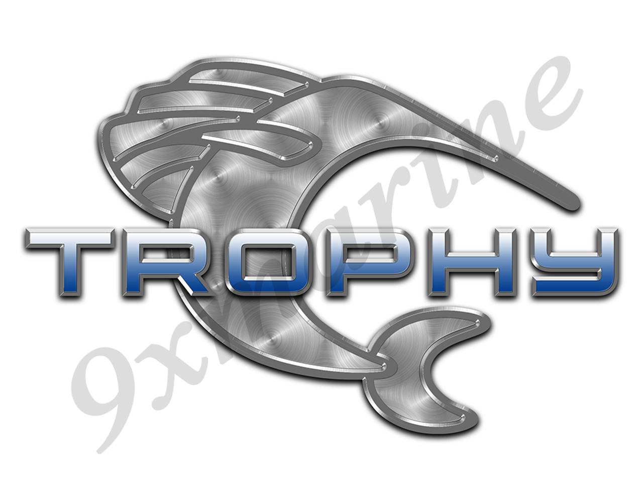 Trophy Remastered Sticker. Brushed Metal Style - 10"x6.5"