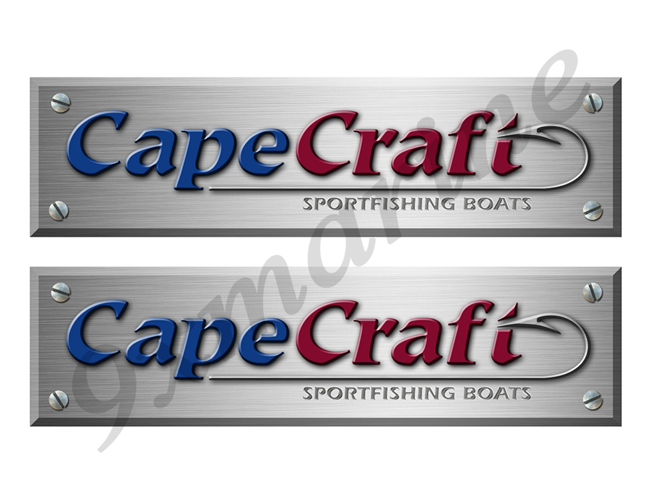 2 Cape Craft Remastered Stickers. Brushed Metal Style - 10" long