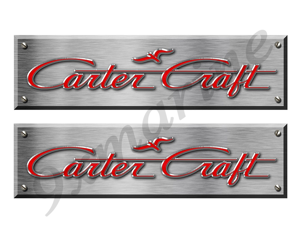 Carter Craft Remastered Stickers. Brushed Metal Style - 10" long