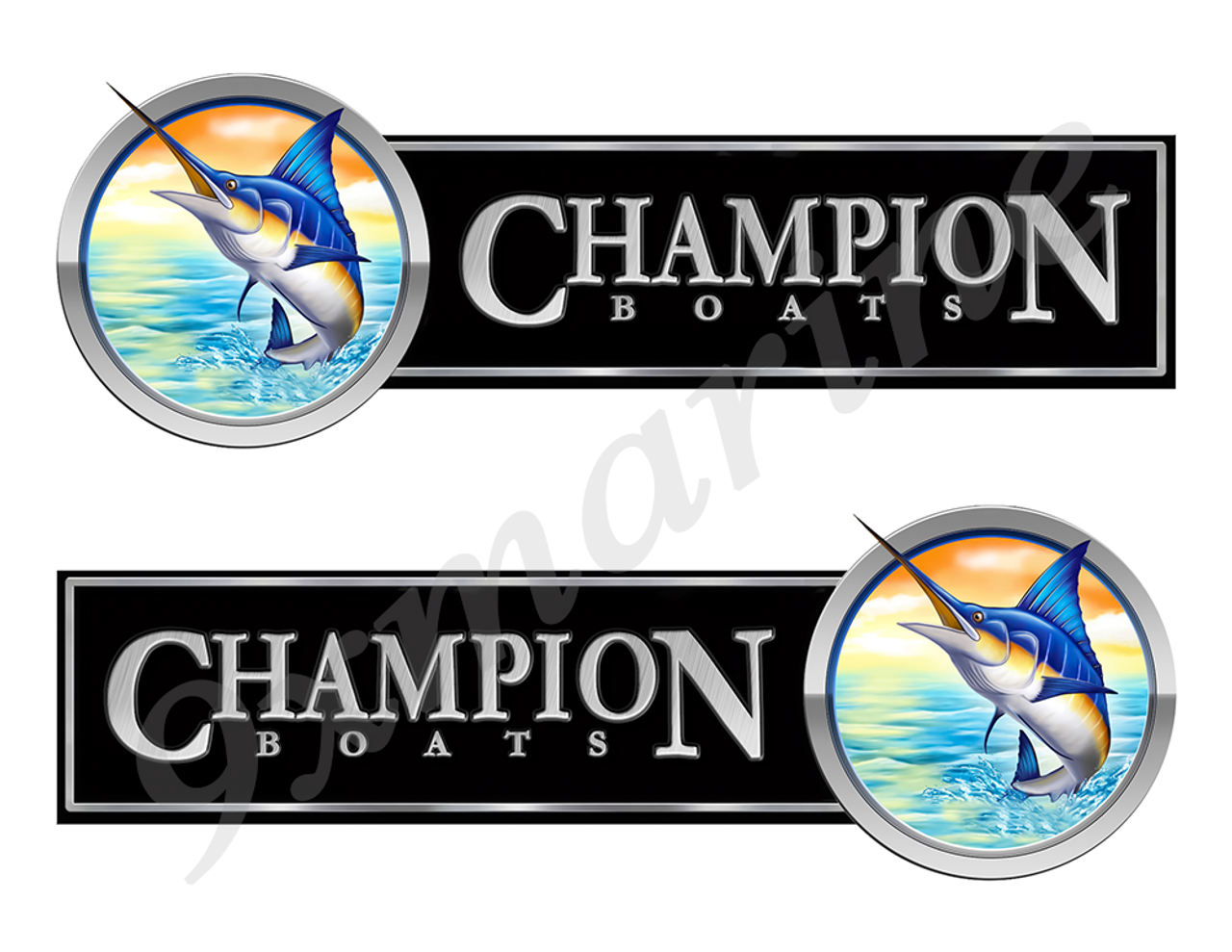 2 Champion Boat Marlin Type Stickers