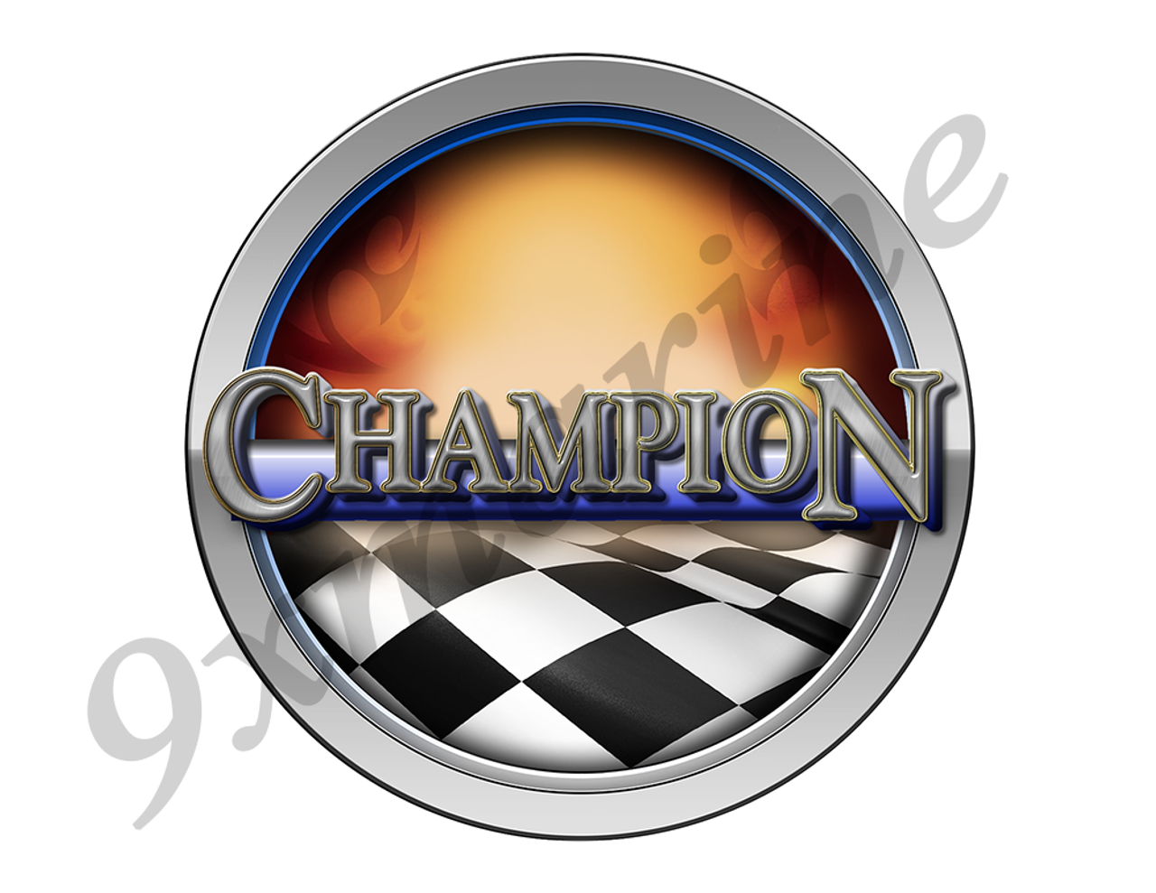 Champion Racing Boat Round Sticker - Name Plate