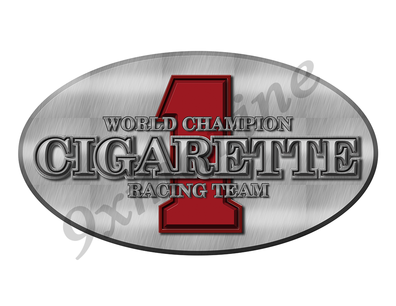 One Cigarette Oval Sticker. Brushed Metal Style - 10"x5.5"