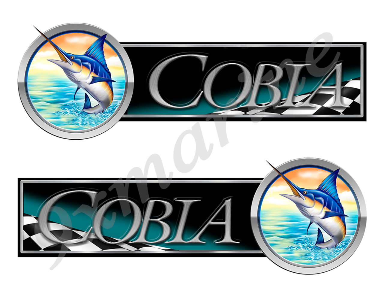 2 Cobia Boat Marlin Racing Type Stickers