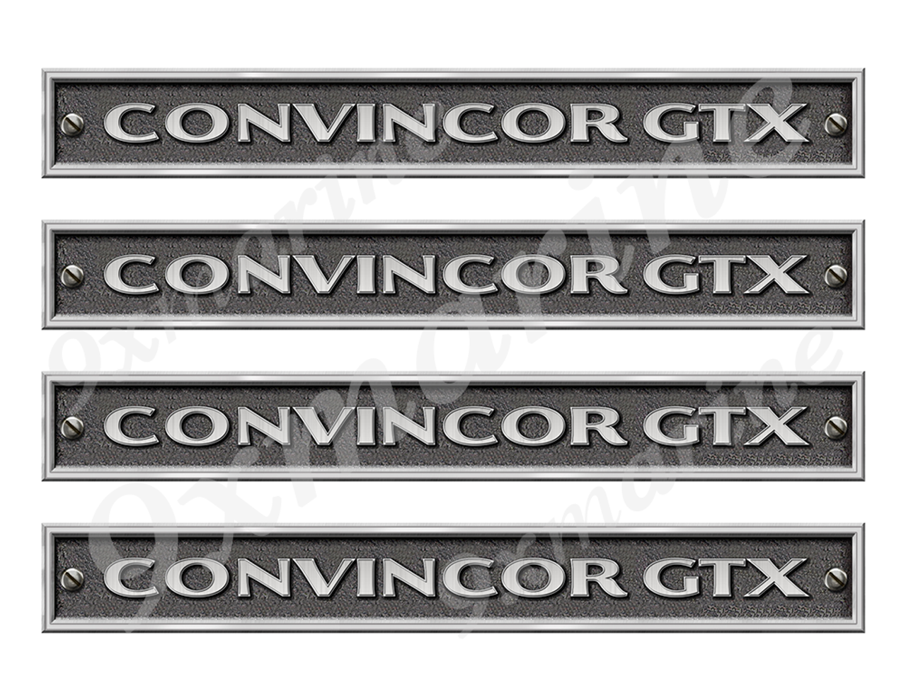 Four Convincor GTX Stickers - 10" long set. Replica Name Plate in Vinyl